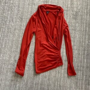 Ann Taylor faux wrap sweater, size small, burnt orange